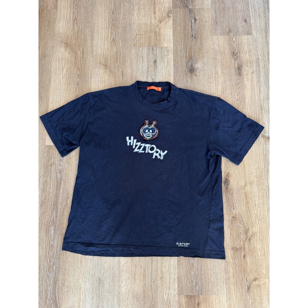 VTG History Iceberg Y2K Graphic Tee Mens 52 Navy Blue Textured Patch Italy Rare
